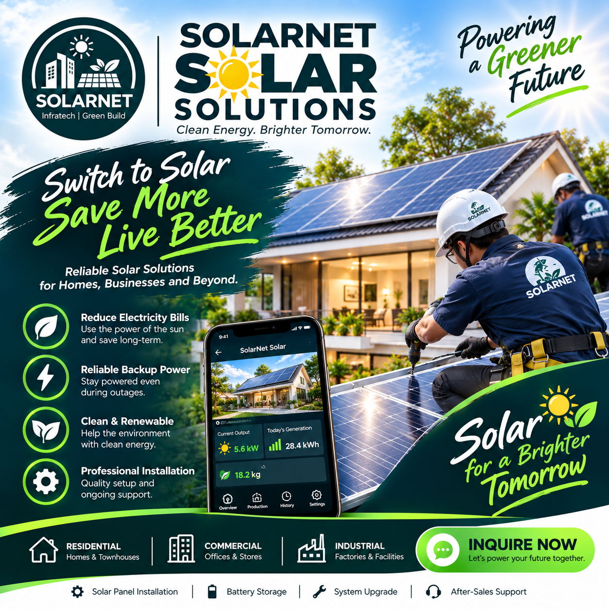 SolarNet Solar Solutions — clean energy for homes, businesses and industry